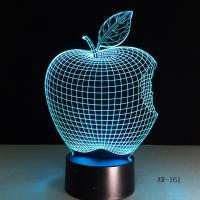 Apple 7 Colors 3D Desk Lamp LED Acrylic Vision Stereo Bedside Hologram Decor Touch Switch Light Night Light Gift For Kids AW-161 Night Lights