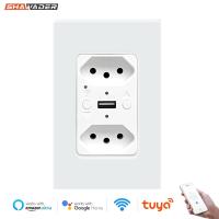 ♠❐ WiFi Tuya Smart Life Brazil Tomada USB Wall Socket Glass Touch Panel Electrical Plug Brasil Outlets Remote by Alexa Google Home