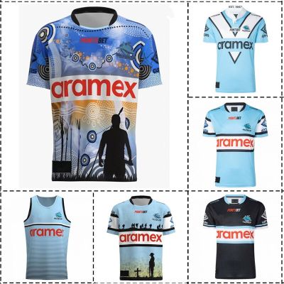 Singlet / Rugby Heritage [hot]2023 Anzac Cronulla / Away  Jersey - / Sharks Home Mens Indigenous Size:S-5XL / /