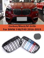 กระจังหน้ารถแข่งกันชนไตด้านหน้าหม้อน้ำ M สีคาร์บอนปกสำหรับ BMW ชุด X1 F49 F48 2016-2019 Xdrive อุปกรณ์เสริมรถยนต์