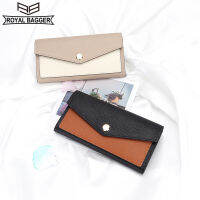 ROYAL BAGGER Purse For Ladies Genuine Cow Leather Palm Pattern Long Wallet Women Fashion Contrast Color Clutch Phone Purses Card Holder