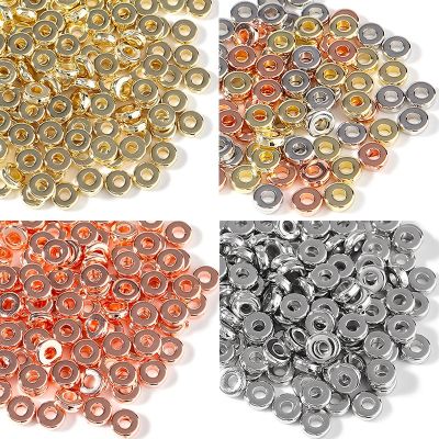 100pcs/Lot CCB Beads KC Gold Sliver Plated Round Flat Wheel Beads Loose Spacers Beads For Jewelry Making DIY Bracelet Necklace Headbands