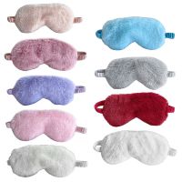 Women Men Cute Cartoon Sleeping Eye Soft Fluffy Thick Plush Imitation Silk Satin Eyeshade Candy Color Travel Elastic