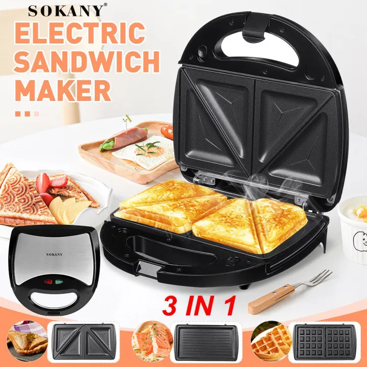 SOKANY 750W 3 In 1 Electric Double-side Waffles Multifunctional Maker ...