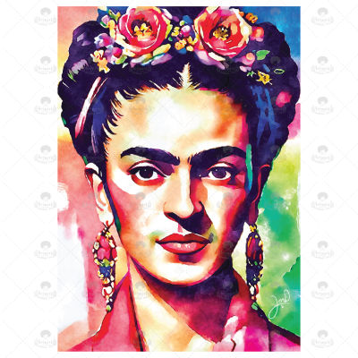 ภาพวาด ไอดอล ID W001 Frida Khalo ภาพวาดสีน้ำ จากiPad โปรแกรม PROCREATE งานปริ้นท์เลเซอร์