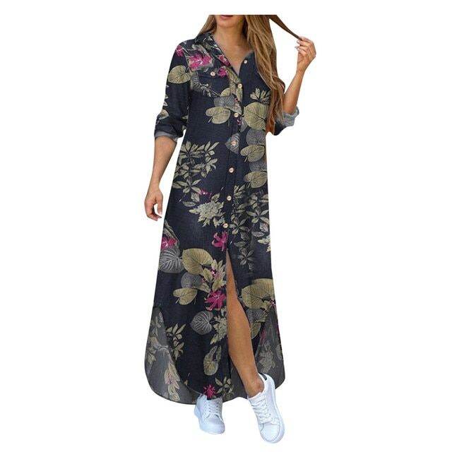 womens-fashion-floral-print-shirt-maxi-dress-sexy-v-neck-bottoned-half-sleeve-zip-up-evening-party-summer-beach-sundress