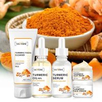 5Pcs Turmeric Face Care Kit Natural Organic Whitening Facial Essence Nourish Smooth Face Skin Care Serum Anti-Aging Face Cream