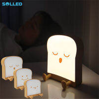 SOLLED โคมไฟซิลิโคนรูปขนมปังการ์ตูนน่ารัก,ที่วางโทรศัพท์ไฟกลางคืน Usb ชาร์จไฟได้โคมไฟข้างเตียงห้องนอน