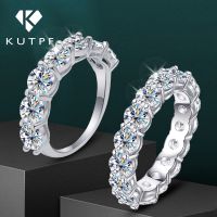 แหวนแหวนแต่งงานเพชรโมอิสขนาด5มม. สำหรับผู้หญิงพร้อมแหวนหมั้นทองคำชุบเงินขนาด18K