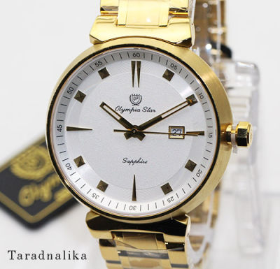 นาฬิกาข้อมือ Olympia star sapphire ควอทซ์ 58081G-204 (ตัวเรือน:ทอง หน้าปัด:ขาว) (ของแท้ รับประกันศูนย์)