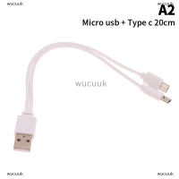 wucuuk 1ชิ้น2 in 1 USB ตัวผู้ไปยัง Micro us Type-C splitter สายชาร์จสำหรับแอนดรอยด์สมาร์ทโฟนแท็บเล็ต Micro USB คู่