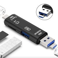 {Shirelle Electronic Accessories} 5 In 1 USB 2.0 Type C /Usb/ไมโคร USB /Sd เครื่องอ่านการ์ดความจำ OTG สำหรับอุปกรณ์เสริมสำหรับ PC โทรศัพท์มือถือดรอปชิป