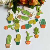 50Pcs Wooden Buttons Mixed Potted cactus 2 Holes decorativos Buttons Scrapbook Sewing Accessories Buttons Needlework botoes Haberdashery