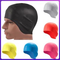 Unisex Silicone Waterproof Ear Protection Swimming Cap Adult Men Women Stretchable Bathing Swimming Hat Swim Caps