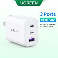 ✎◇ Ugreen ที่ชาร์จ USB C 3 พอร์ต 65W Type C สําหรับ iPhone 14 13 Mini 12 Pro Max 11 Pro Max XR X 8 Plus iPad Pixel Galaxy Note20 Note10 S20 S10 S9 LG V50 ThinQ