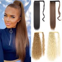 Synthetic Wrap Around Ponytail Clip in Hair Extensions Long Straight Ponytail  Natural Hairpiece Headwear Brown Gray  Hair Wig  Hair Extensions  Pads