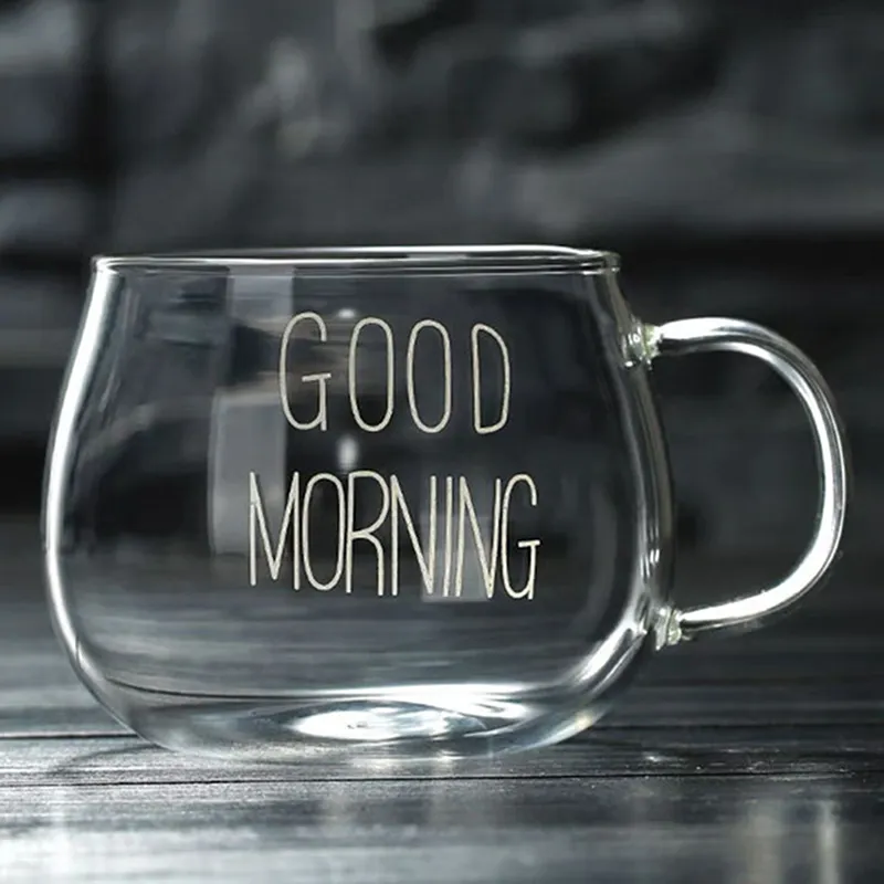 Glass Coffee Tea Mug Drinks Dessert Breakfast Milk Cup Mugs Handle Drinkware