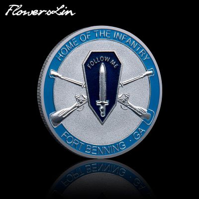 [Flowerslin] Fort Benning GA United States Army Challenge Coin Follow Me Home Of The Infantry USA Military Commemorative Coin