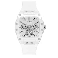 GUESS  Mens Casual Multifunction GW0203G2  GW0203G1 GW0203G3 GW0203G4 GW0203G5  GW0203G7 43mm Watch White Skeleton Dial &amp; White Silicone Strap