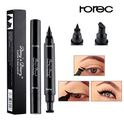 Horec 2 in 1 อายไลเนอร์ ชนิดน้ำ กันน้ำ หัวใหญ่ Double Head Wing Stamp อายไลเนอร์ ดินสอ Triangle Liquid Eyeliner