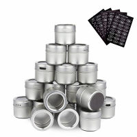 LMETJMA Magnetic Spice Tins Stainless Steel Spice Jar Set With Stickers Pepper Shakers Salt Pepper Set Seasoning Sprays KC0017