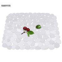 SHENYIA 3040ซม. ใส/สีดำรูปทรงกรวดสำหรับซิงค์โต๊ะเนื้อนุ่มระบายน้ำพรมเช็ดเท้าอุปกรณ์ครัวอาหารเย็นที่ป้องกันซิงค์เสื่อ