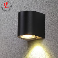 Black Round outdoor wall light 3W GU10 Bulb aluminum garden household IP65 tempered glass outdoor light with LED outdoor light