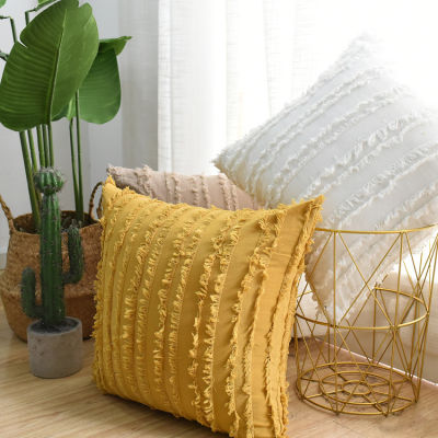 1PC Size 45x45cm Fashion Tassels Cushion Cover Pillowcase Solid Color Pillow Case Decor Sofa Throw Pillows Room Pillow Cover Decorative