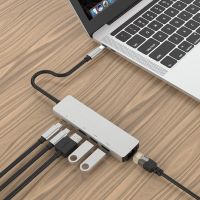 6 In 1มัลติฟังก์ชั่น Type-C To 4K Hdmi Rj45 Usb 3.0 Tf Pd ฮับเครื่องชาร์จอะแดปเตอร์สำหรับ Macbook Android