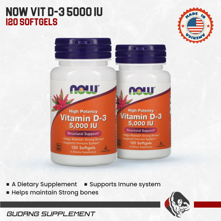 Now Food Vitamin D3 5000 UI 120 Capsules Gudang Supplement Lazada