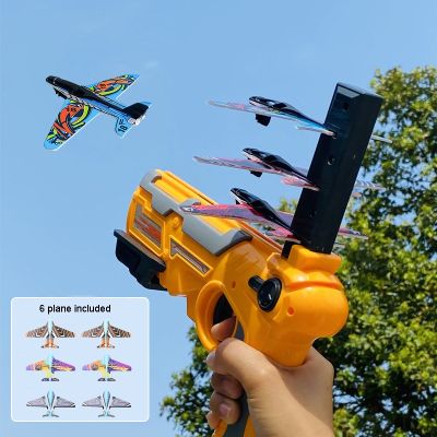 HOT!Airplane Launcher Catapult With 6 Small Plane Airplane for Kids plane Gun Shooting Game