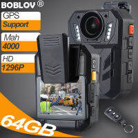 BOBLOV WA7-D Body Mini Action Sport Waterproof Camera with GPS Wireless Controller HD 1296P 64GB Night Version 4000MAH 170° แบบพกพากล้องตำรวจดิจิตอลสวมใส่ได้กล้องวิดีโอเครื่องบันทึกเสียงสำหรับ Bodycam Motorcycle Dash Cam For Vlogging