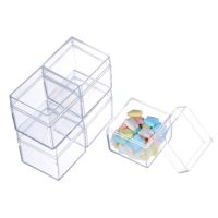 12pcs Clear Acrylic Square Cube Candy Box Treat Gift Boxes Containers for Wedding Party Baby Shower Favors