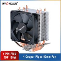 33 X99ทำความเย็น4ท่อความร้อน4Pin Pwm ระบายความร้อนซีพียู IWONGOU 3Pin 90มม. พัดลม Rgb สำหรับอินเทล Lga 2011/AM4/AMD/1700/1366