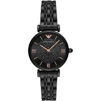 Emporio Armani Retro Gianni T-Bar Retro Black Women Ladies Watch Jam Tangan Wanita Perempuan AR11245