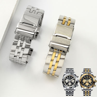 เหล็กแข็งสายนาฬิกาสำหรับ Breitling เวนเจอร์สซูเปอร์ชาเลนเจอร์การบินวิศวกรรม Timing 22 24มิลลิเมตรสร้อยข้อมือสายนาฬิกาข้อมือจับมือ