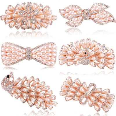 Korean version of rhinestone pearl large plate hairpin new elegant womens hair accessories