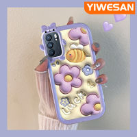 YIWESAN เคสสำหรับ OPPO Reno 6 5G Reno 6 Pro 5G Reno 6Z 5G เคส3D การ์ตูนน่ารักดอกไม้แฟชั่นเคสโปร่งใสกันกระแทกนิ่มสีสันสดใสเคสป้องกันซิลิโคนเลนส์กล้องถ่ายรูปมอนสเตอร์ตัวเล็กน่ารัก