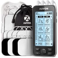 AUVON 4 Outputs TENS Unit EMS Muscle Stimulator Machine for Pain Relief Therapy with 24 Modes Electric Pulse Massager, 2" and 2"x4" Electrodes Pads