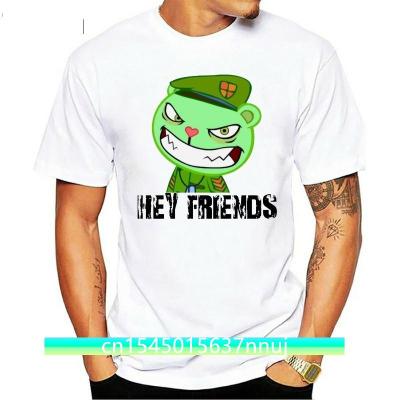 Men T Shirt Happy Tree Friends White Cool Personality Tee Print Short Sleeves