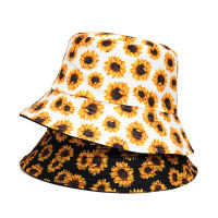 Reversible Panama Bucket Hat Womens Summer Sunflower Print Fisherman Hat Beach Cap Floral Bucket Hat Men