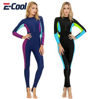 ชุดว่ายน้ำสตรีบาง Wetsuit UPF50เต็มร่างกายดำน้ำชุดว่ายน้ำแขนยาวครีมกันแดดซิปท่องว่ายน้ำ One P Iece สูท