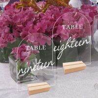 Wedding Table Wooden Base Place Card Display Stand Rectangle Hexagon Clear Sign Number Table Sign Holder For Hotel Restaurant Artificial Flowers  Plan