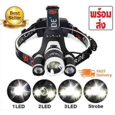 โปรแรง ไฟฉาย LED 3 หัว แบบคาดหัว ไฟฉายคาดศรีษะ headlamp กันน้ำ-กันฝน คุณภาพดี พร้อมส่ง สุดคุ้ม ไฟฉาย ไฟฉาย แรง สูง ไฟฉาย คาด หัว ไฟฉาย led