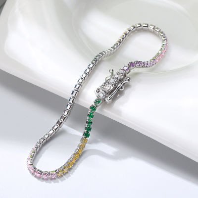 ORSA JEWELS Multi-color 925 Silver Tennis Bracelet for Women Full Paved AAAA Zircon Bracelet Jewelry Party Gift Wholesale OSB62