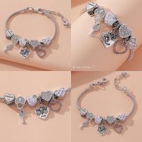 A42 สร้อยข้อมือ BEAUTIFUL LOVE ลายกุญแจ  Silver สายปรับได้ จัดส่งทุกวัน