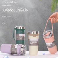 geegofirst แก้วกาแฟพกพาสีเงิน สองชั้น สำหรับเครื่องดื่มร้อนและเย็นในรถยนต์