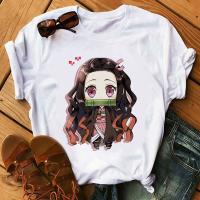 เสื้อยืดผู้หญิงลายกราฟิก Kimetsu No Yaiba Kamado Nezuko เสื้อยืดเสื้อสีขาวฮาราจูกุสวยงามเสื้อยืดพิมพ์ลายผู้หญิง2023สไตล์ญี่ปุ่น