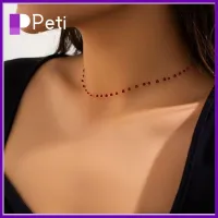 PETI JEWELLERY เครื่องประดับฮาโลวีน สร้อยคอหยดน้ำเลือดบางๆ สีแดงสีขาว สไตล์โกธิค เลือดลดลง chokers การออกแบบใหม่ สร้อยคอหลายชั้น ผู้หญิงผู้หญิงผู้หญิง