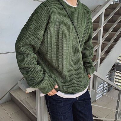 ℡ hnf531 MARK BELT Korean Fashion Sweaters Men Autumn Solid Color Wool Sweaters Slim Fit Men Street Wear Mens Clothes Knitted Sweater Men Pullovers